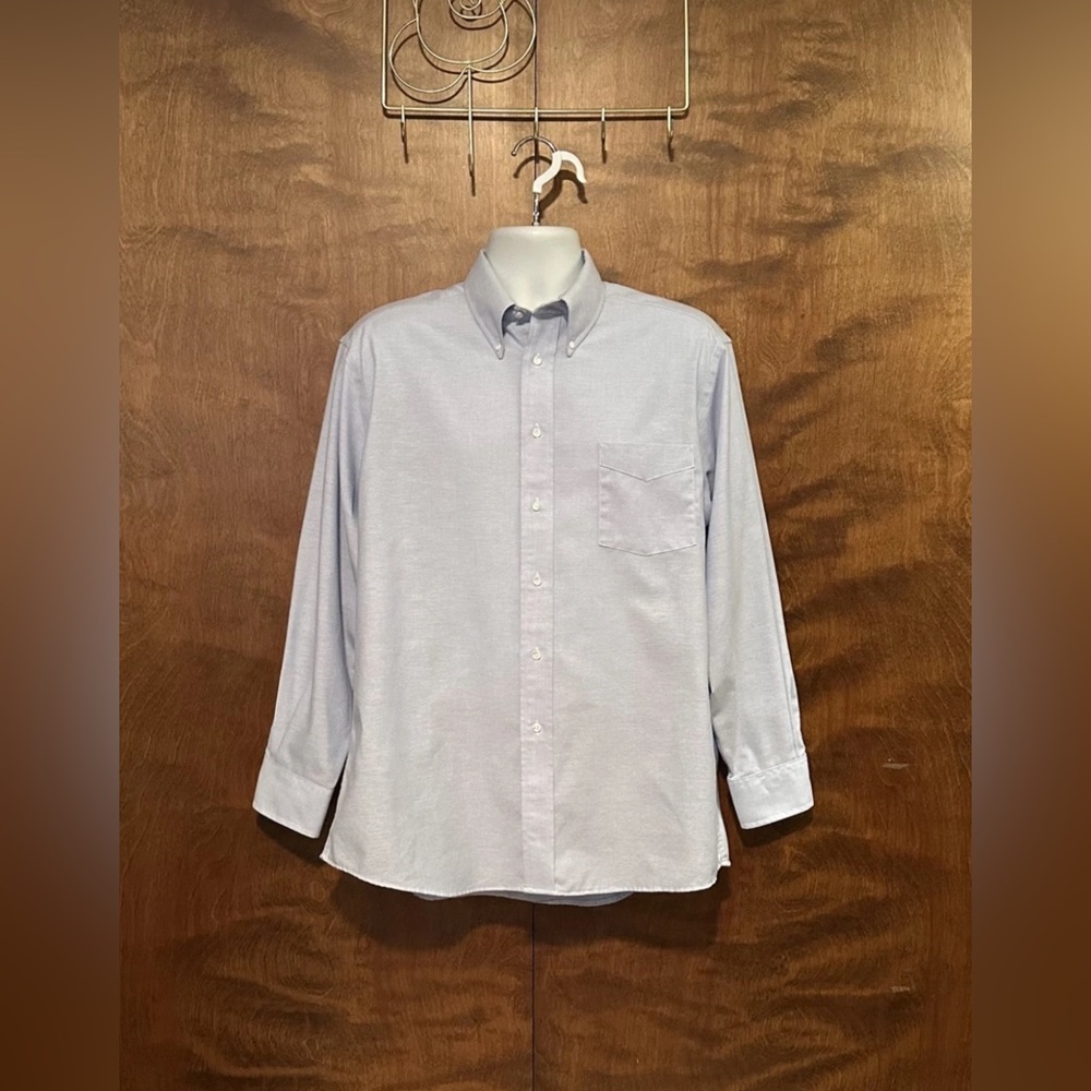 Vintage Barrington Wrinkle Free Oxford Shirt Mens 17 32/33 Blue Long Sleeves EUC